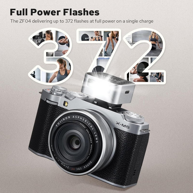 ZENIKO ZF04 Lightweight On-Camera Flash,Mini Flash Speedlite, CCT 6500K±200K,372 Full-Power Flash Light with Universal Hot Shoe Mount Fit for Canon, Nikon, Sony, Fuji,Leica Cameras (Silver) - Image 5